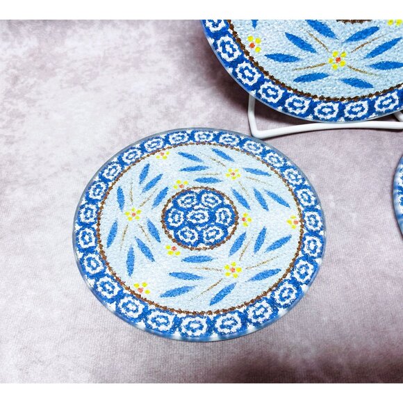 Temp-Tations Old World Blue Pattern Ceramic Trivets Set Of 3 - Picture 4 of 8